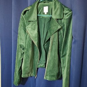 LC Lauren Conrad Womens Forest Green Leather Jacket